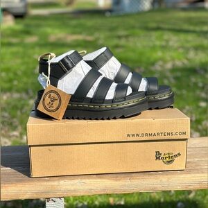 Dr. Martens Blaire Sandals with Vegan Leather and Yellow Stitching